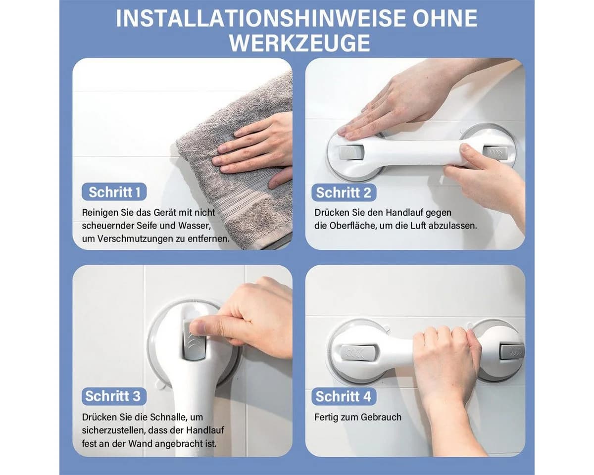 MOPUEA Haltegriff Badezimmer Grau Rutschfest Edelstahl 30cm - Bild 4