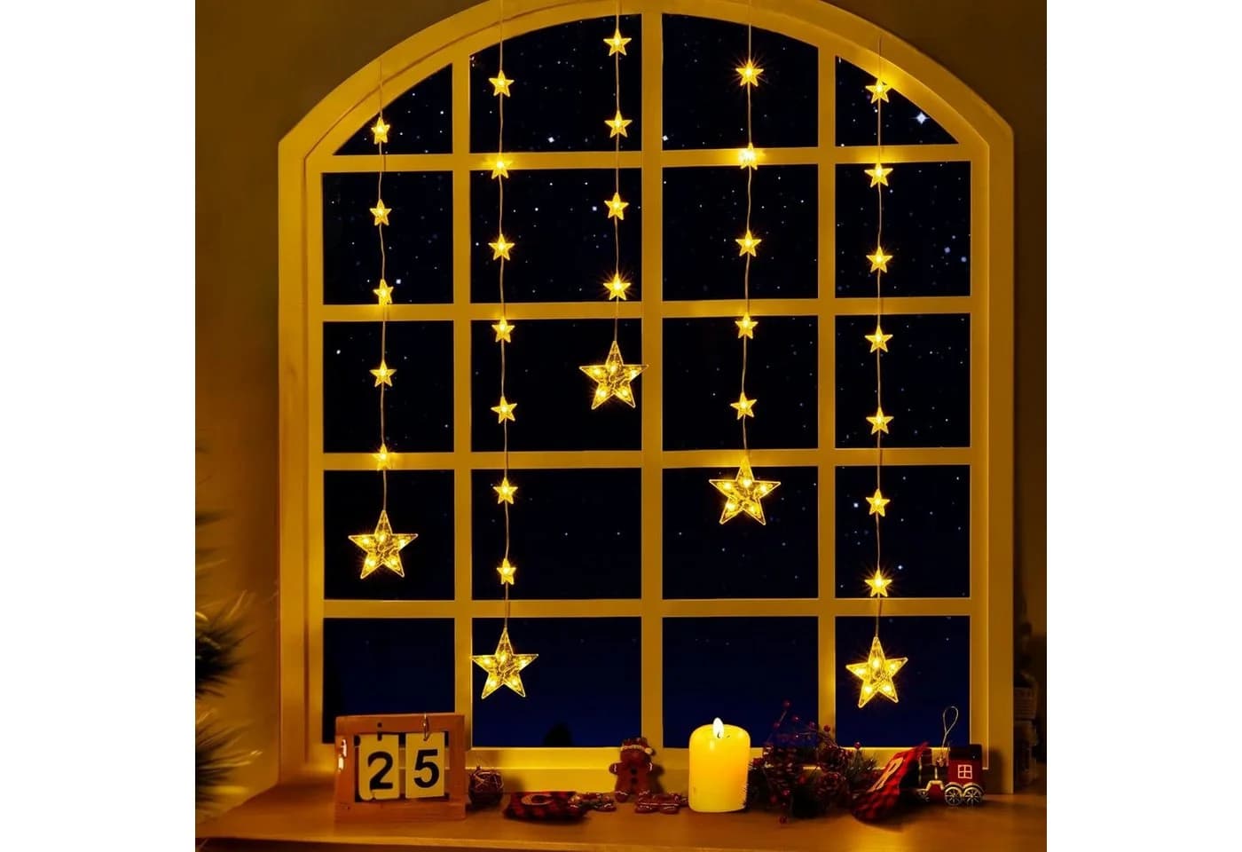 Quntis LED-Lichterkette Weihnachtsdeko Stern mit Timer 52 LEDs - Bild 2