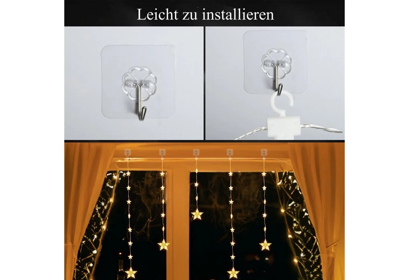 Quntis LED-Lichterkette Weihnachtsdeko Stern mit Timer 52 LEDs - Bild 4