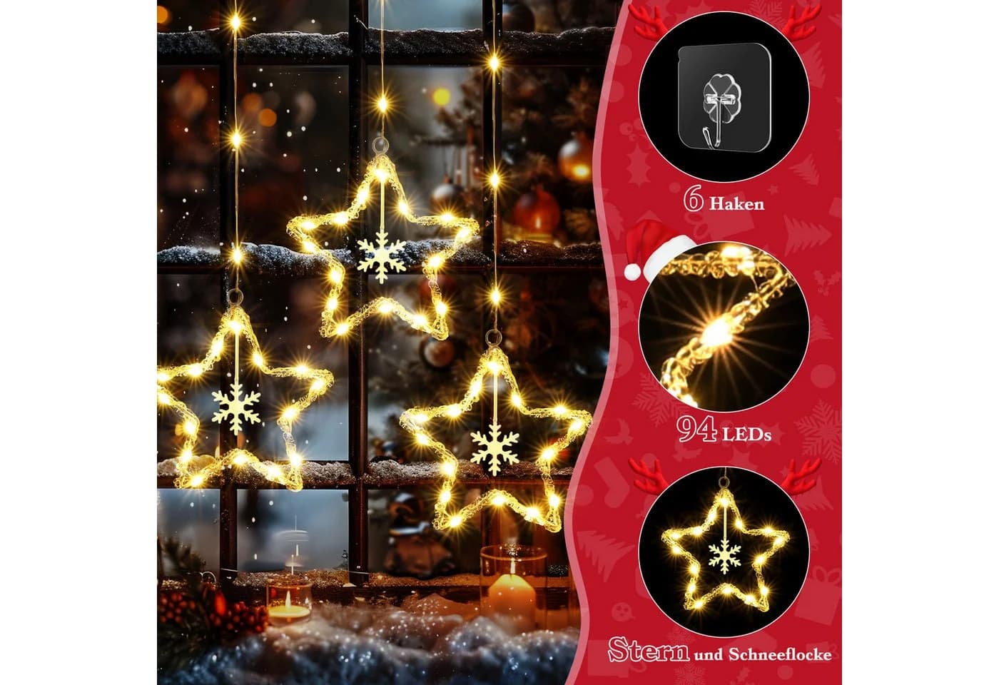 Quntis LED-Lichterkette Weihnachtsengel 30 LEDs Timer 8 Modi - Bild 4