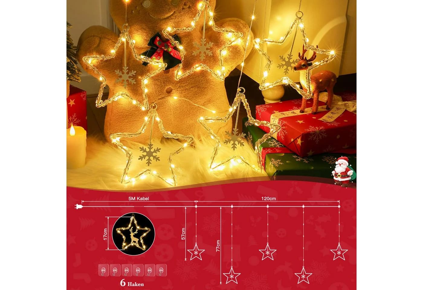 Quntis LED-Lichterkette Weihnachtsengel 30 LEDs Timer 8 Modi - Bild 5