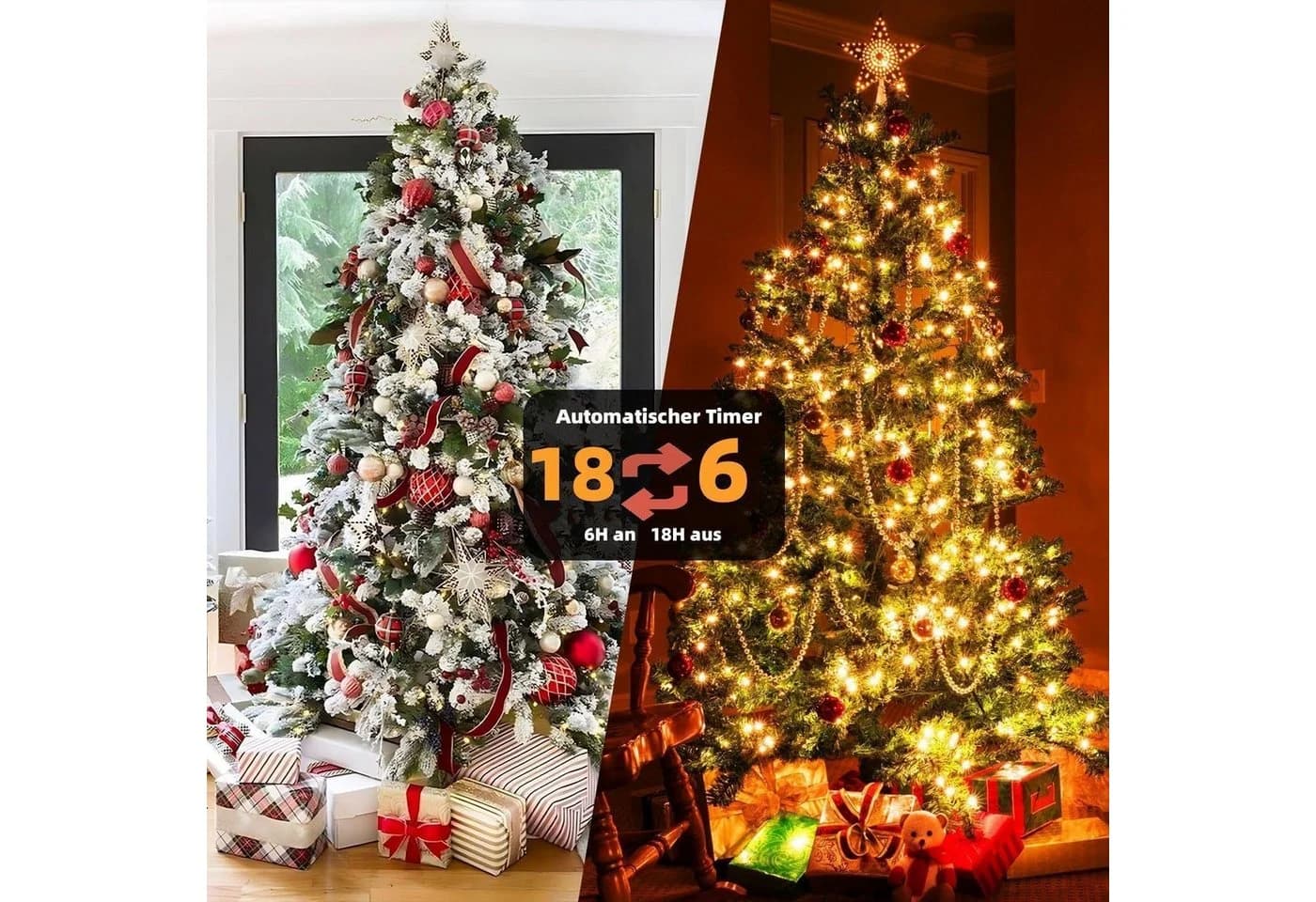 Quntis LED-Lichterkette 30m 300 LEDs Warmweiß Timer 8 Modi - Bild 4