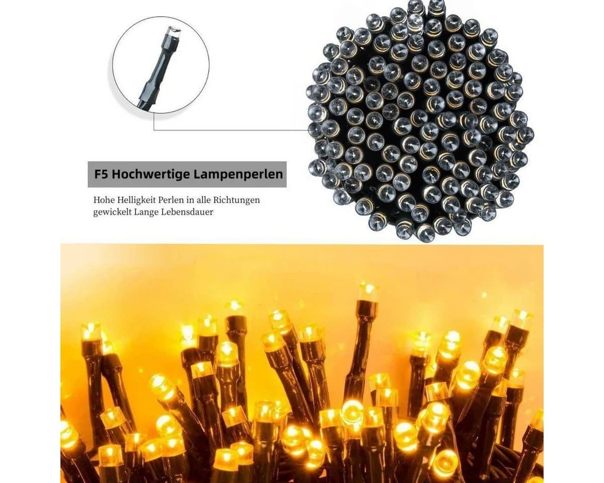 Quntis LED-Lichterkette 30m 300 LEDs Warmweiß Timer 8 Modi - Bild 5