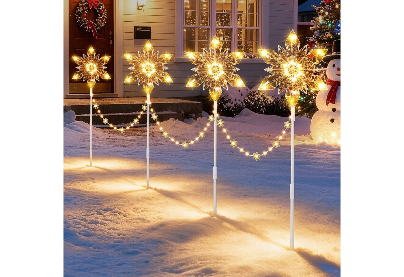 Quntis LED Schneeflocken Lichterkette 4er Set mit Timer - Bild 2