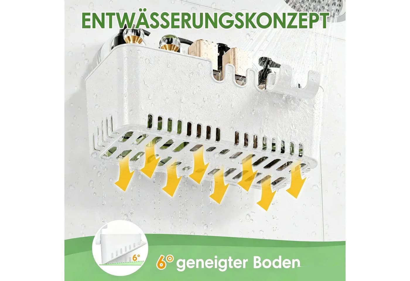 Elegear Duschablage ohne Bohren, Weiß, ABS-Kunststoff, 10 kg Tragkraft - Bild 4