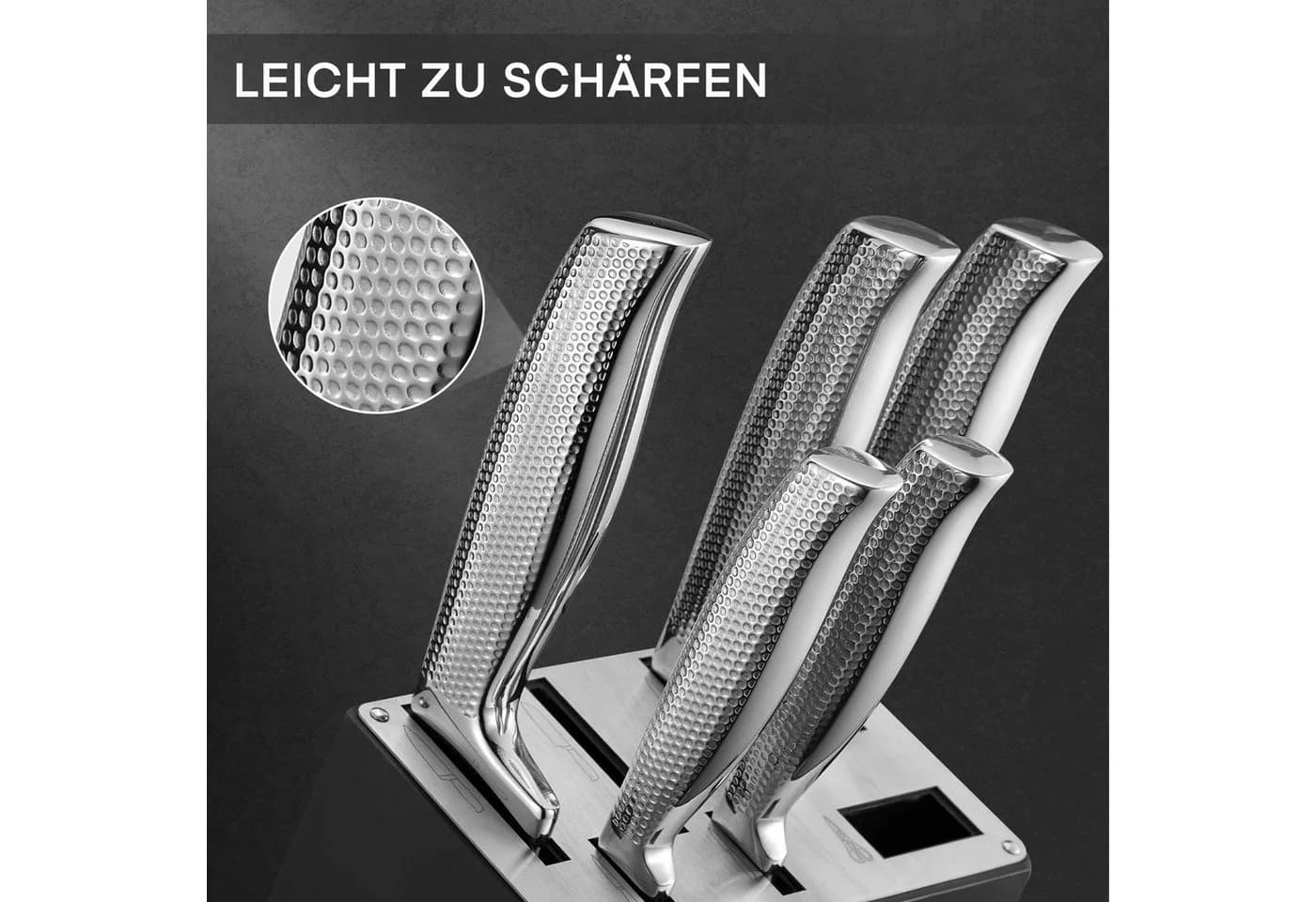 FOHERE Messer-Set 14-teilig Schwarz Edelstahl mit Messerblock - Bild 5
