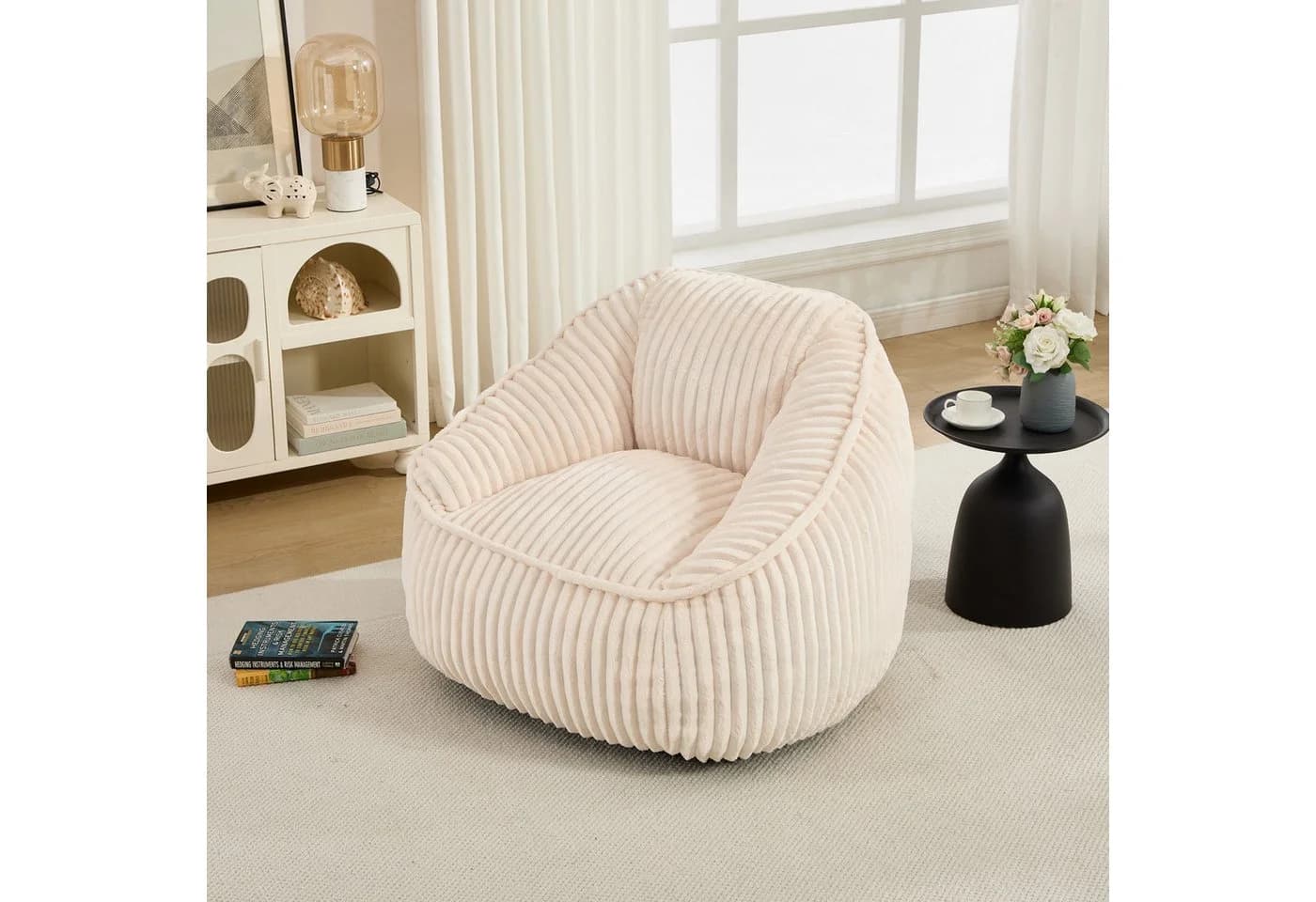 ANYSUN Sitzsack Loungesessel mit Rückenlehne Chenille Weiß - Bild 3