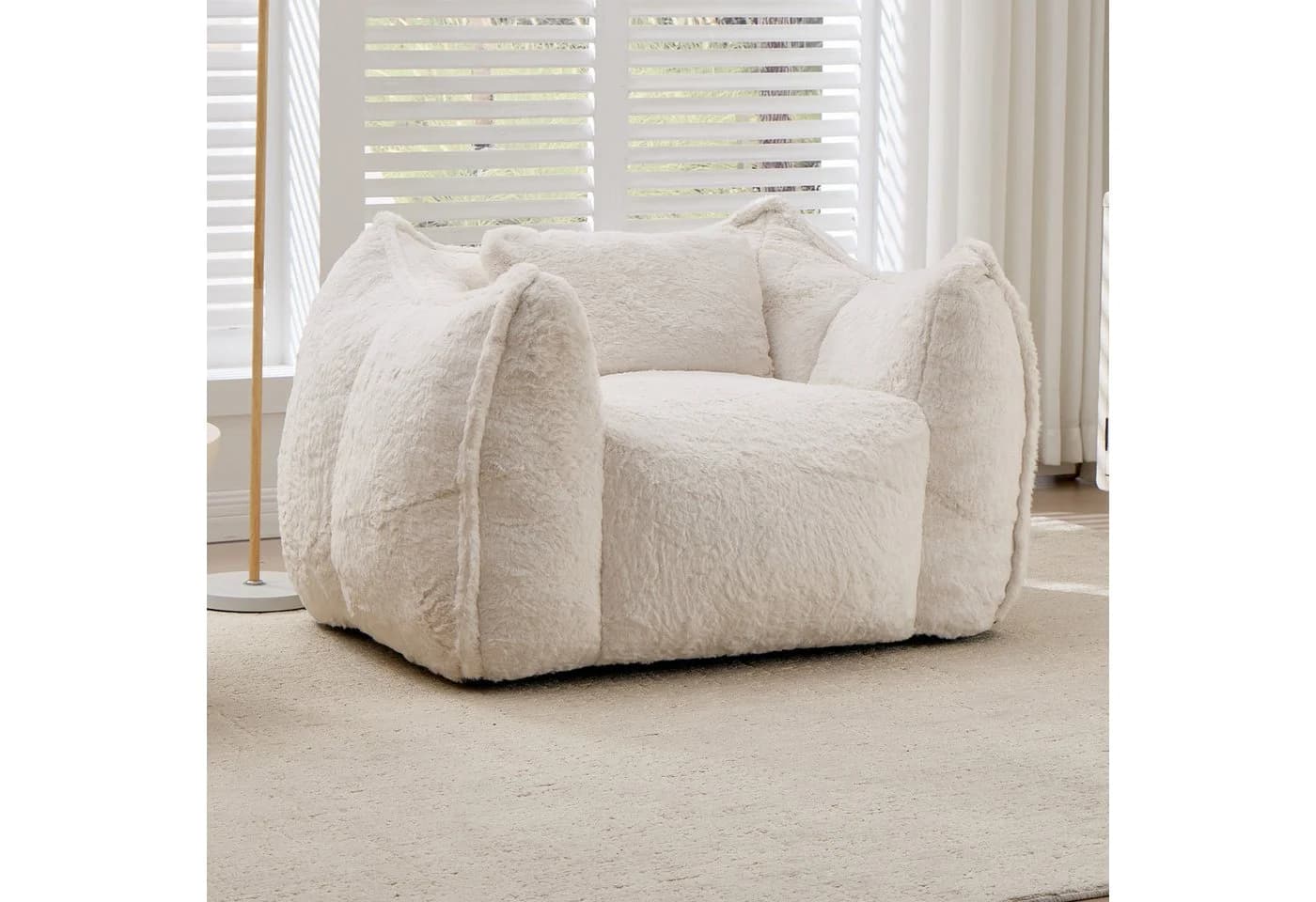 Vankel Loungesessel Kunstfell Beige Bean Bag Sessel - Bild 2