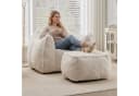 Leawin Loungesessel Bean Bag mit Hocker Kunstfell Beige Bild 3