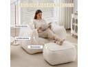 Leawin Loungesessel Bean Bag mit Hocker Kunstfell Beige Bild 4