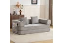 Vankel Loungebett Schlafsofa Cord Hellgrau mit Cupholder Bild 2