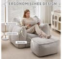 Leawin Relaxliege Loungesessel mit Hocker Grau Kunstfell Bean Bag Bild 3