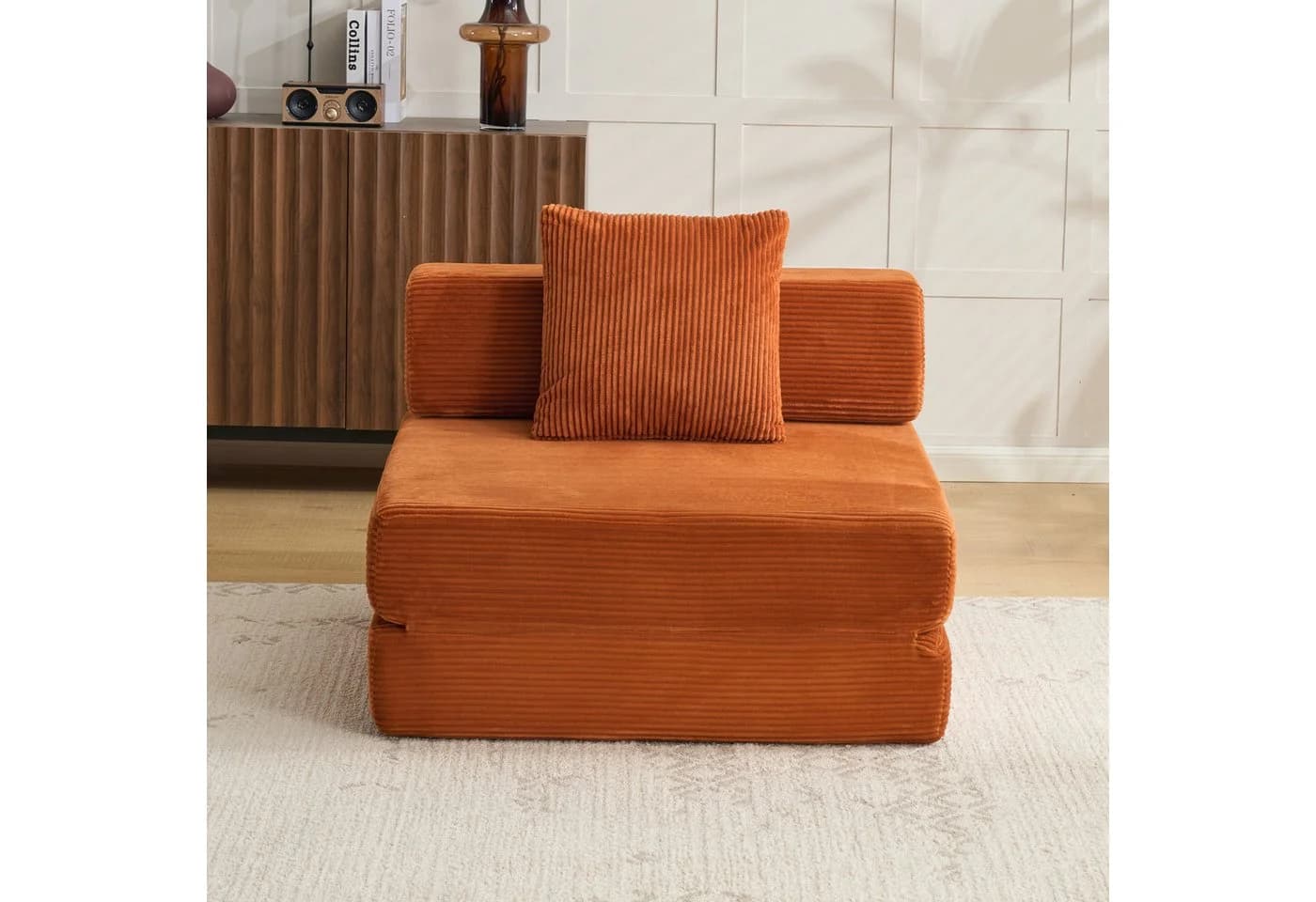 Leawin Schlafsessel 1-Sitzer mit Schlaffunktion Orange Cord