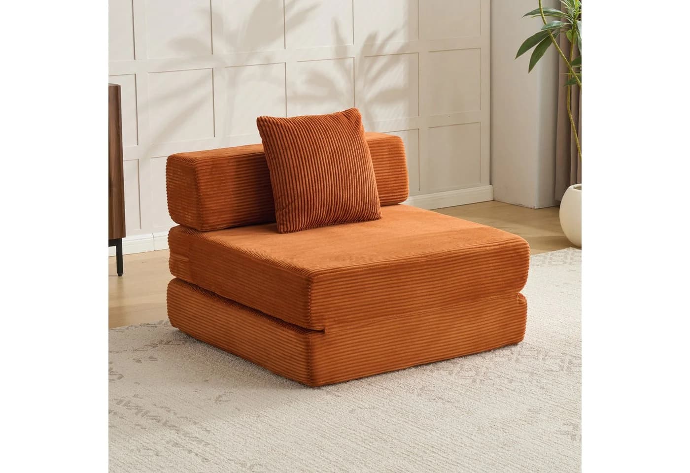 Leawin Schlafsessel 1-Sitzer mit Schlaffunktion Orange Cord - Bild 2