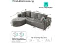 ANYSUN Ecksofa L-förmig Grau mit Becherhalter & Leinenbezug Bild 4
