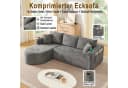ANYSUN Ecksofa L-förmig Grau mit Becherhalter & Leinenbezug Bild 5
