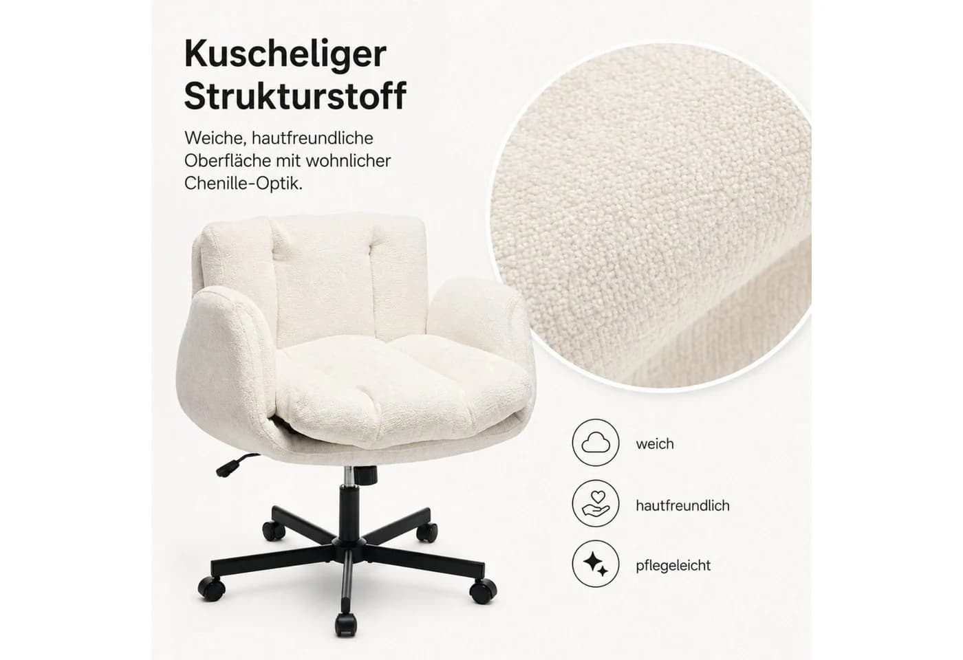 ANYSUN Chenille Drehstuhl mit klappbaren Armlehnen beige - Bild 3