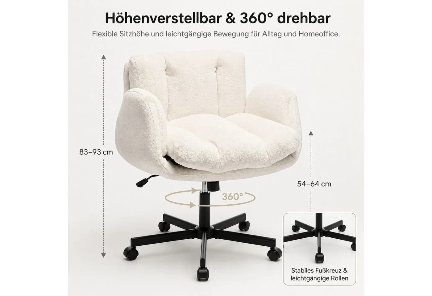 ANYSUN Chenille Drehstuhl mit klappbaren Armlehnen beige - Bild 4
