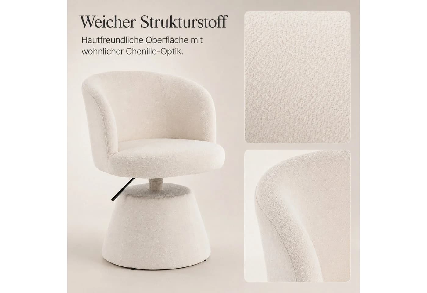 ANYSUN Polsterstuhl mit Armlehnen Chenille-Bezug Beige Höhenverstellbar