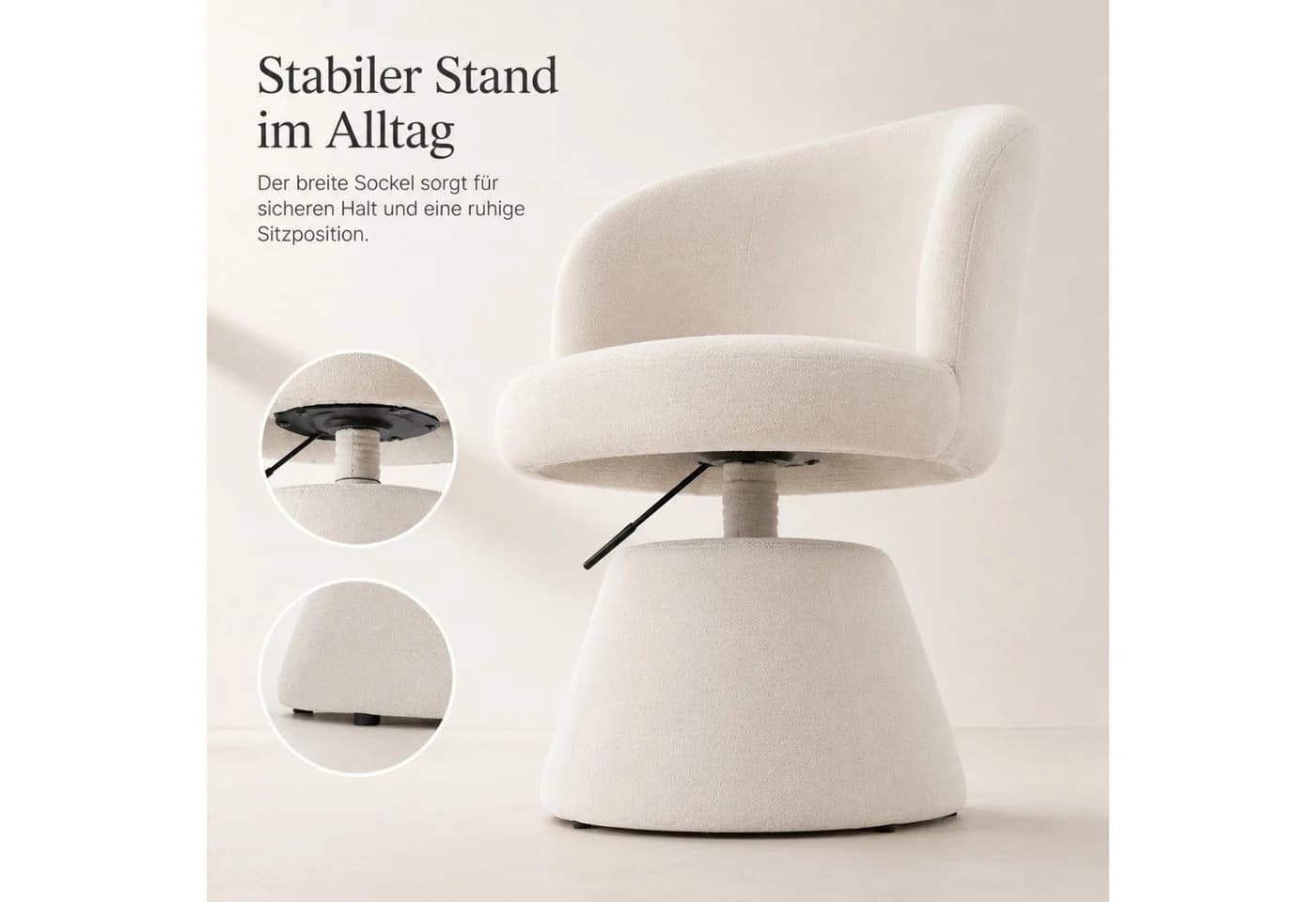 ANYSUN Polsterstuhl mit Armlehnen Chenille-Bezug Beige Höhenverstellbar - Bild 5
