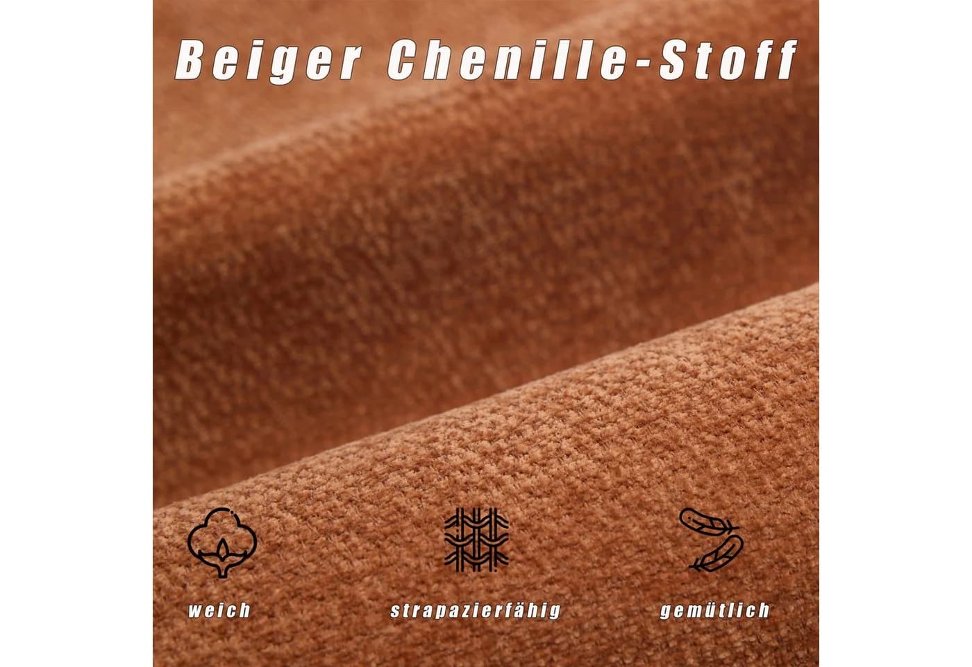 ANYSUN 2-Sitzer Polstersofa Chenille Braun mit Seitentaschen - Bild 4