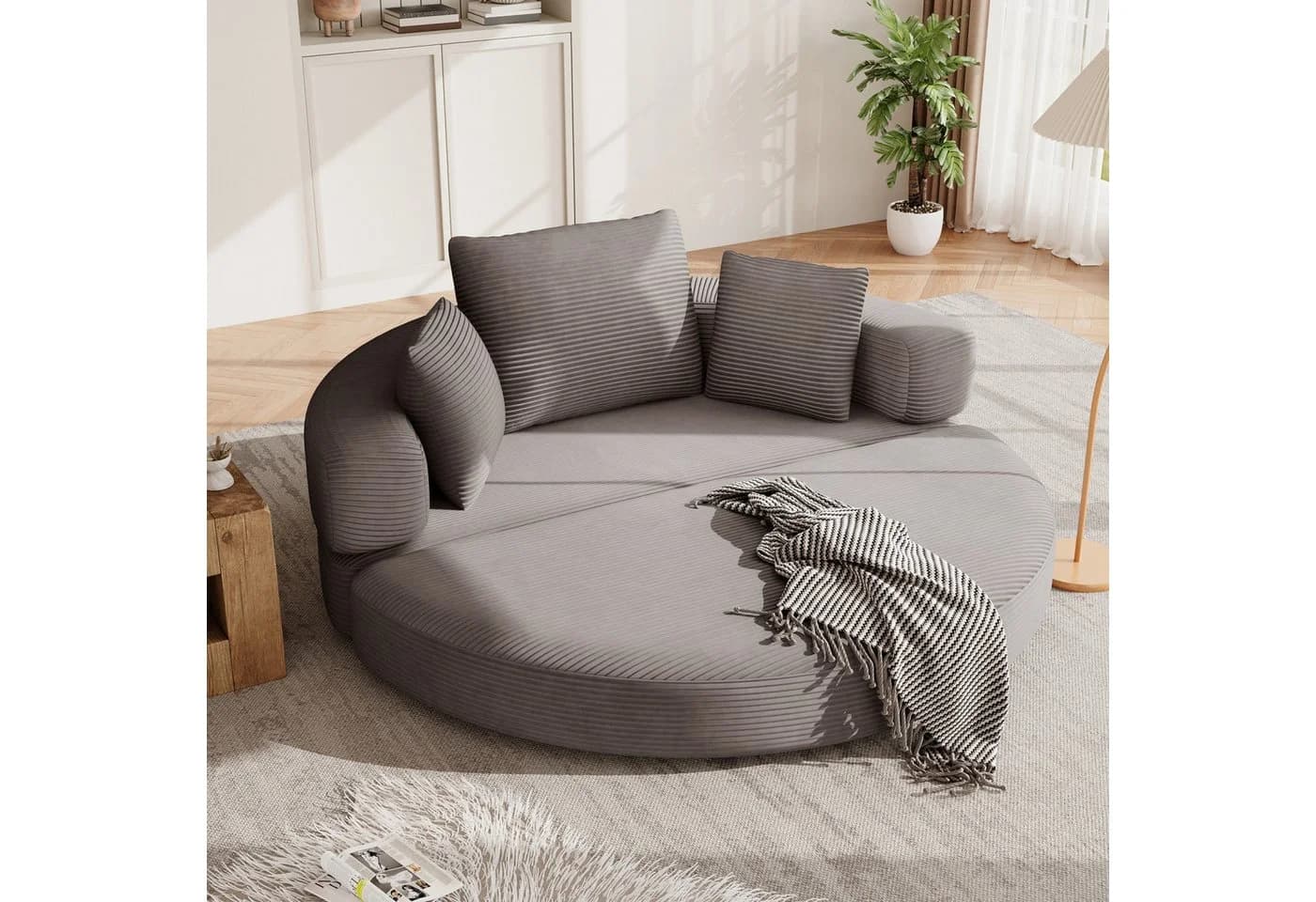 ANYSUN Multifunktionales Schlafsofa Boneless Couch Cordstoff Grau/Braun - Bild 2