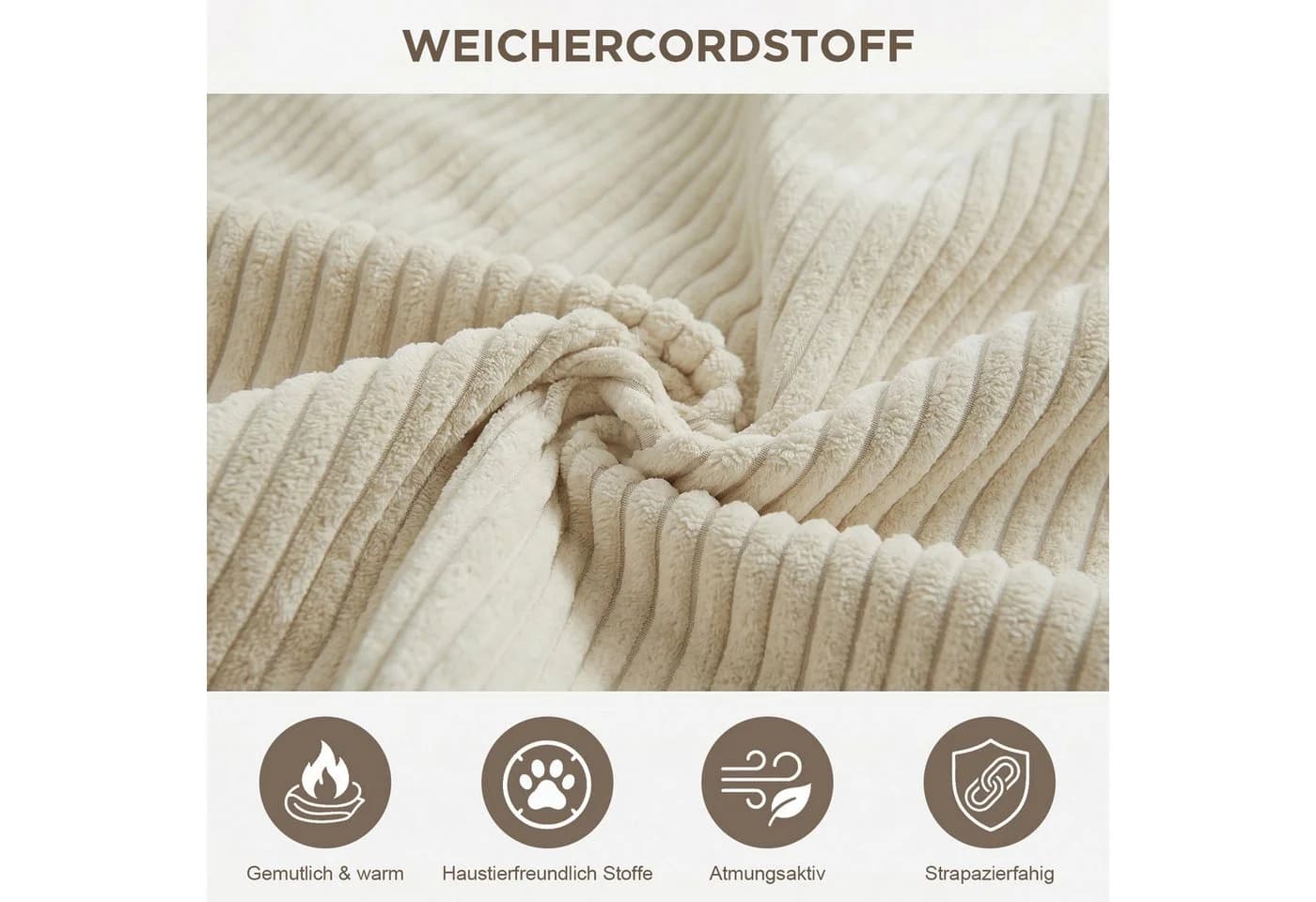 ANYSUN Modulares Schlafsofa Cord Weiß mit Bettfunktion - Bild 5