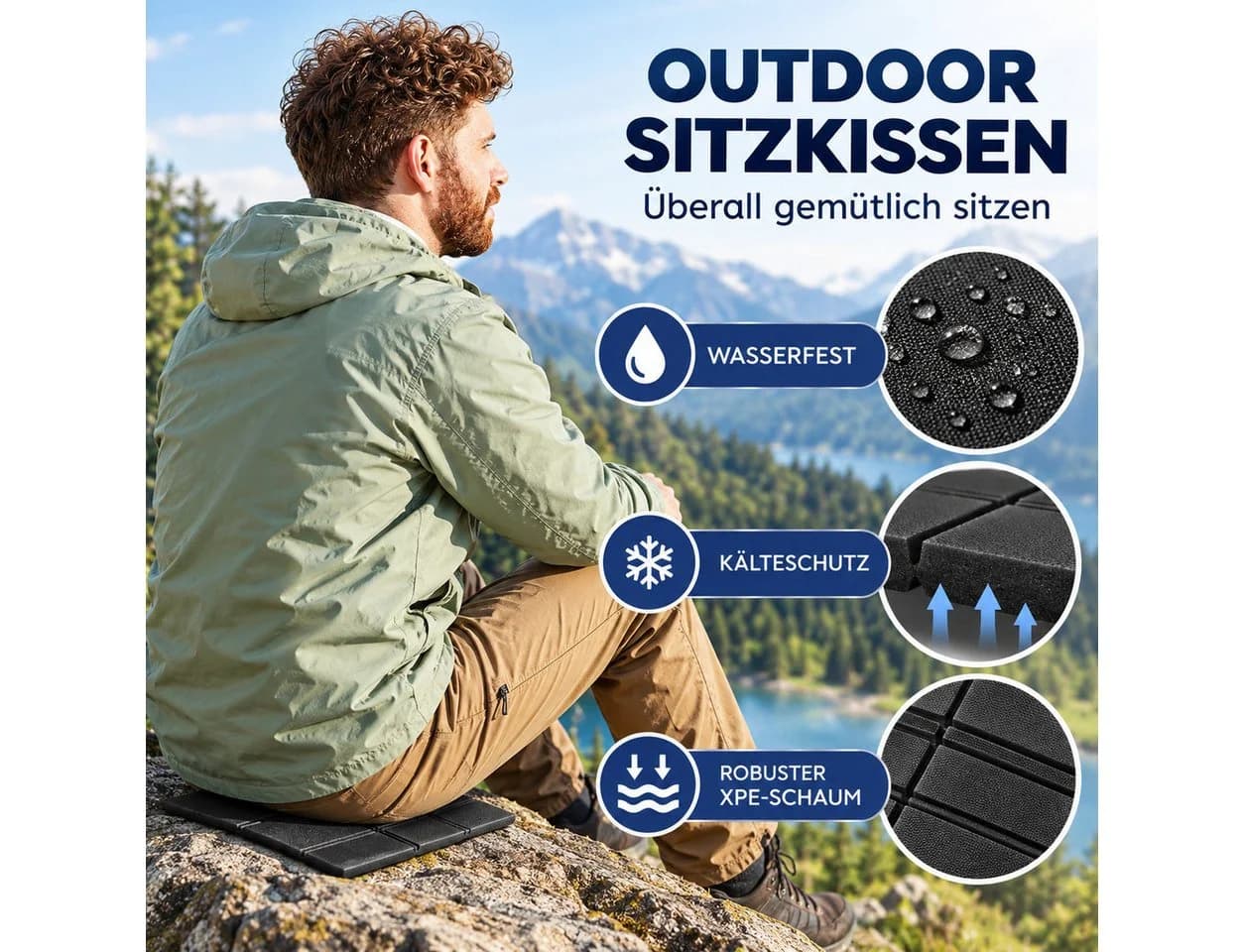 Forrlite Faltbares Sitzkissen Outdoor Schwarz Wasserdicht XPE-Schaum - Bild 4