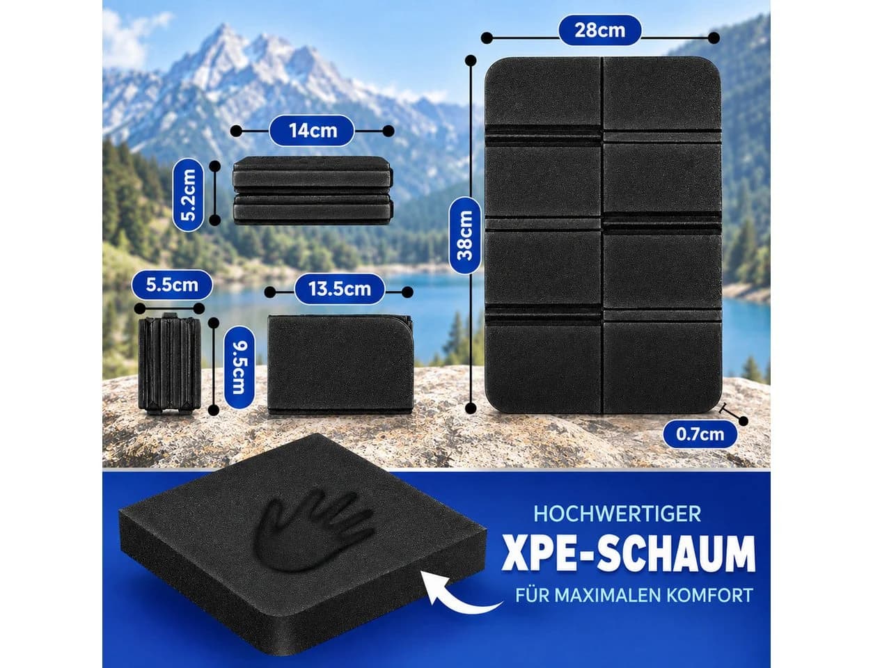 Forrlite Faltbares Sitzkissen Outdoor Schwarz Wasserdicht XPE-Schaum - Bild 5