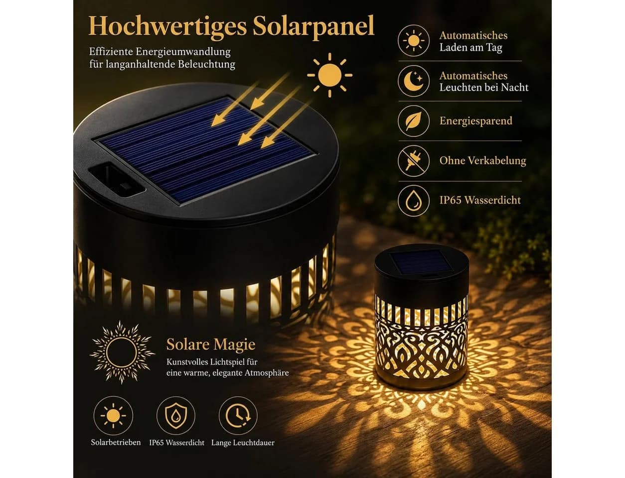 Vornix Solarwandleuchte Mandala LED Kupferfarben 2er Set - Bild 3