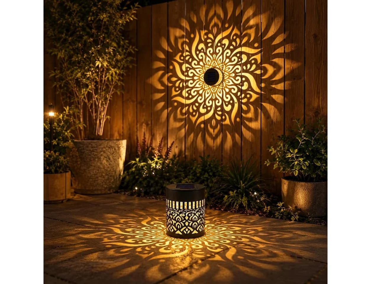 Vornix Solarwandleuchte Mandala LED Kupferfarben 2er Set - Bild 4