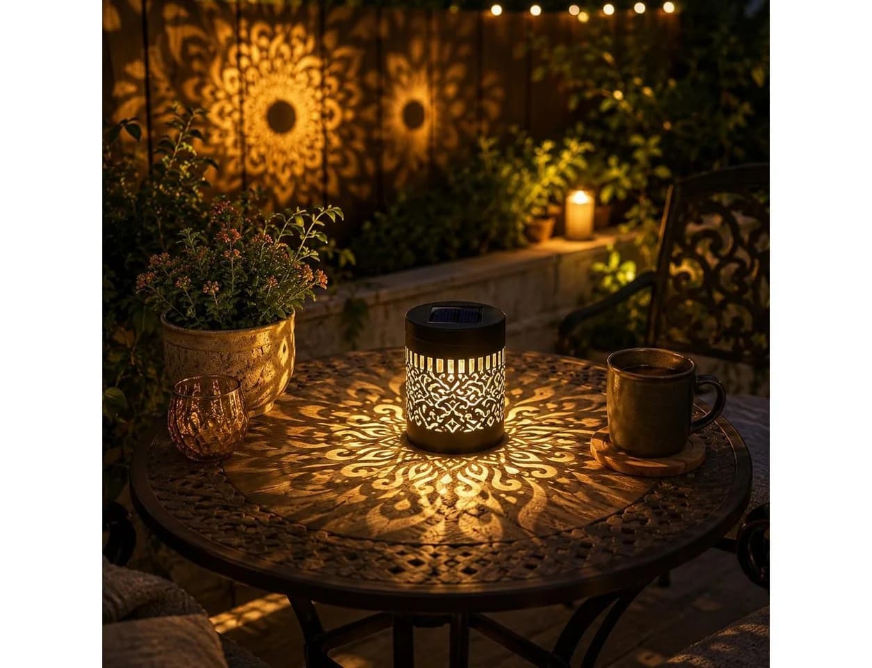 Vornix Solarwandleuchte Mandala LED Kupferfarben 2er Set - Bild 5