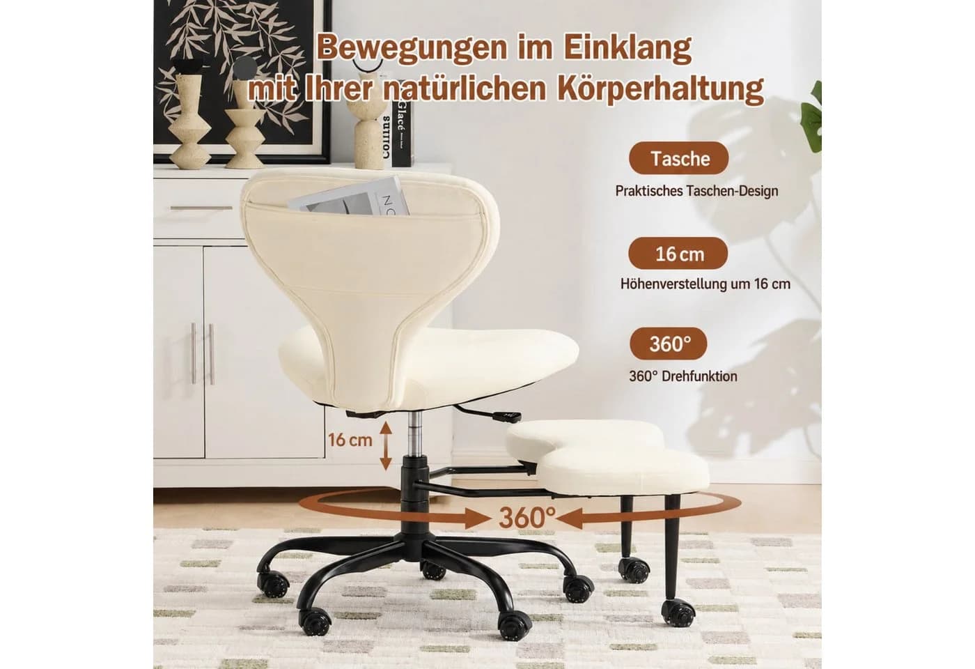 ANYSUN Bürostuhl Grün mit Fußstütze und Kunstlederbezug