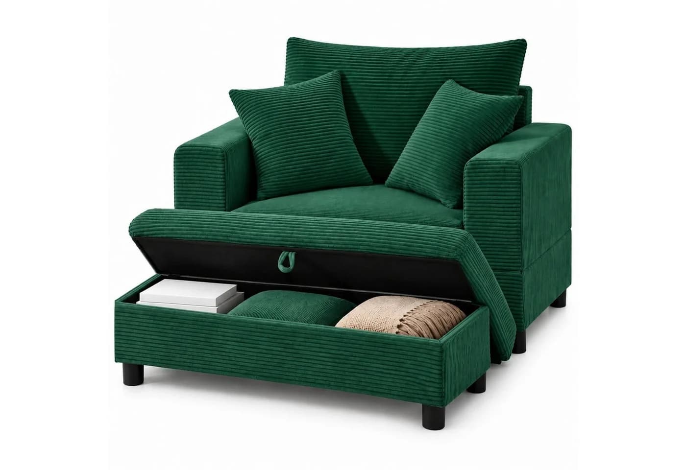ANYSUN XXL-Sessel Loveseat Grün mit Stauraumhocker - Bild 2