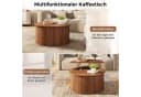 ANYSUN Couchtisch Rund Nussbaum-Optik Höhenverstellbar mit Stauraum Bild 4