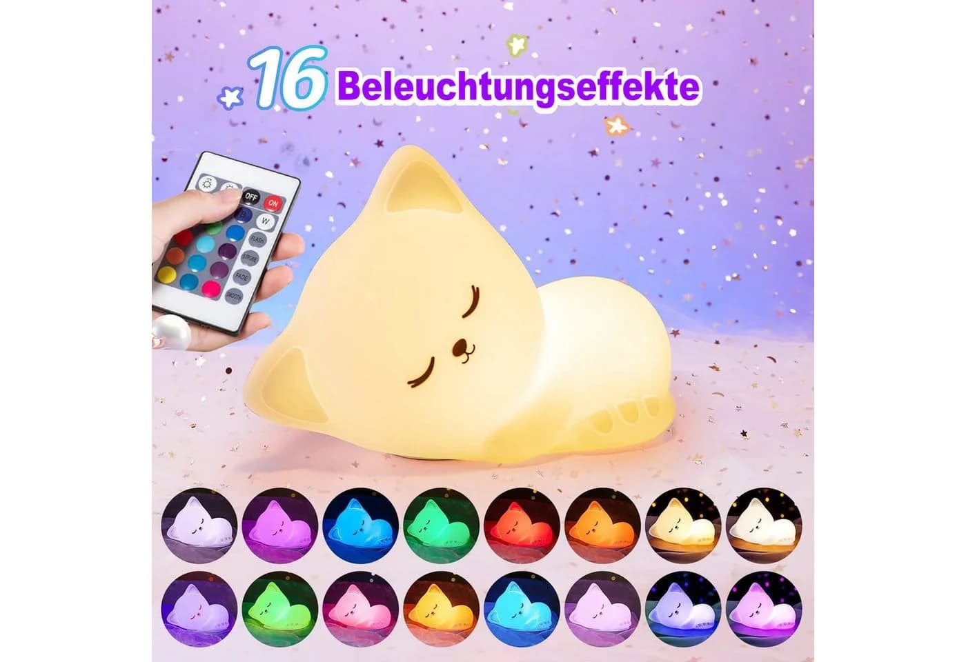 Futicare LED Nachtlicht Tier BPA-freies Silikon 16 Farben USB wiederaufladbar - Bild 4