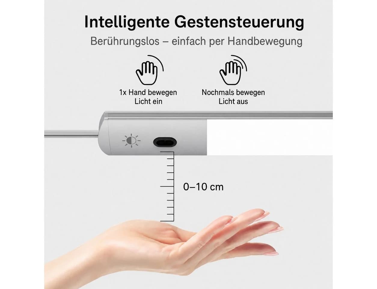 Futicare LED Unterbauleuchte 2er-Set 40 cm Handsensor Dimmbar Silber