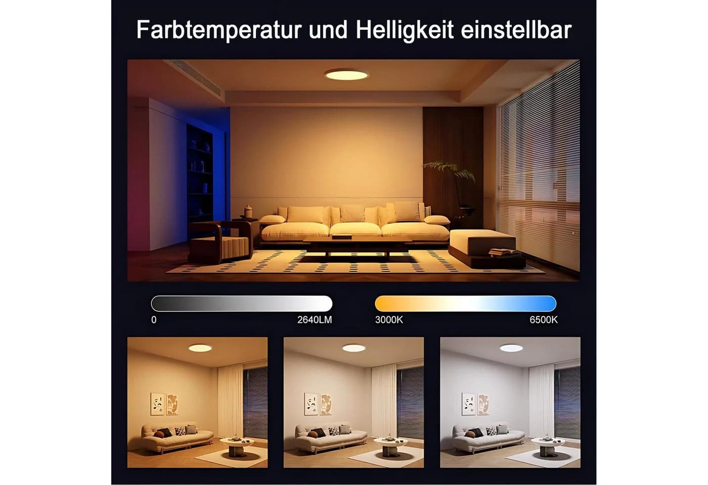 Futicare LED Deckenleuchte mit RGB Ambientelicht, dimmbar, weiß - Bild 4