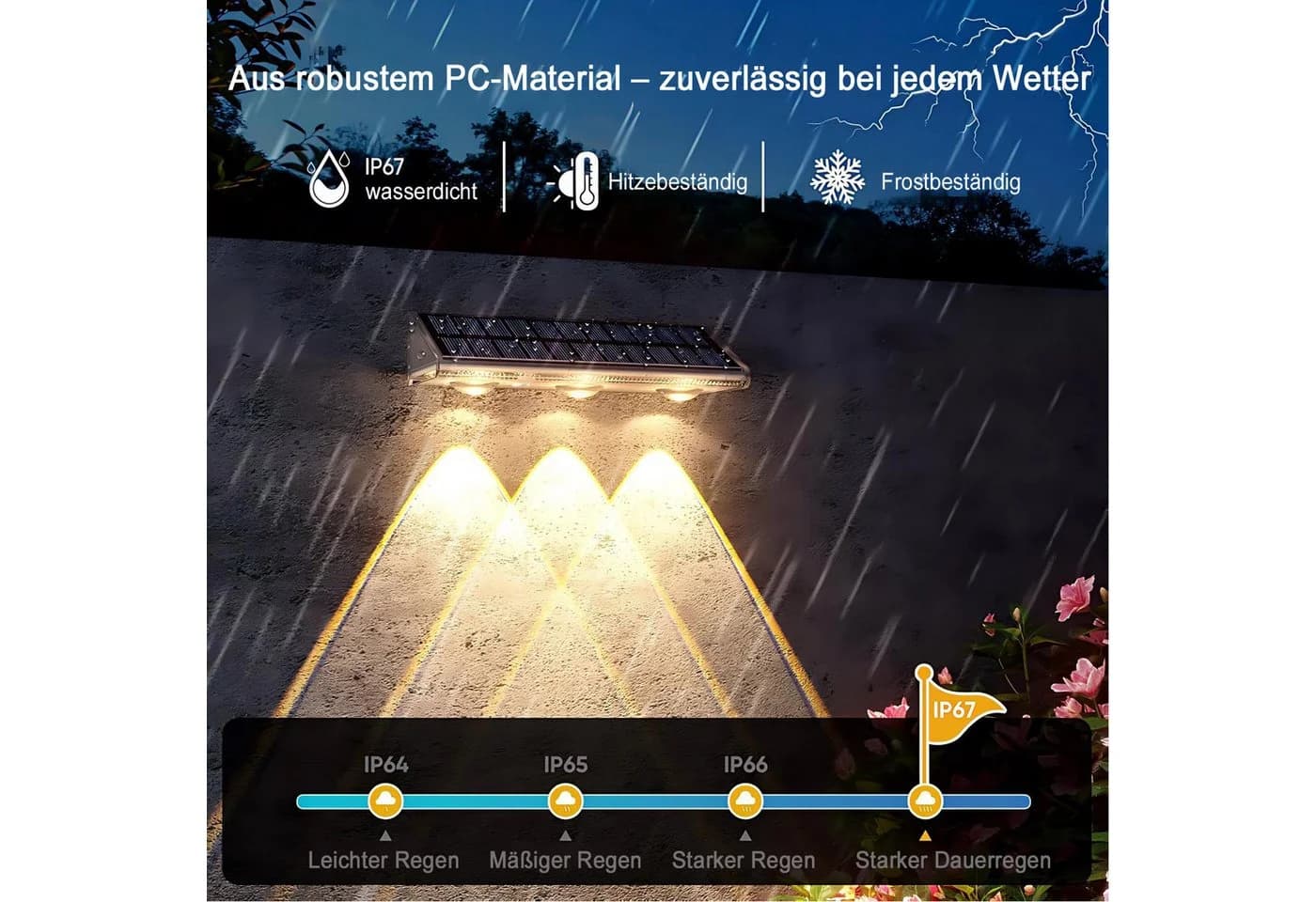 Futicare Solar Außen-Wandleuchte 4er Set RGB Warmweiß IP67 - Bild 4
