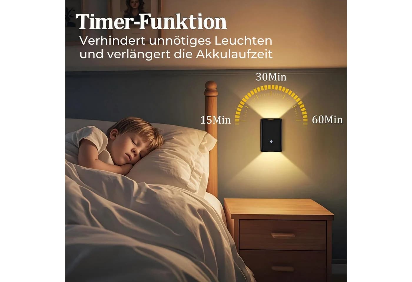Futicare Wandleuchte für Innen, 2er Set, Schwarz, Dimmbar, Bewegungsmelder - Bild 5