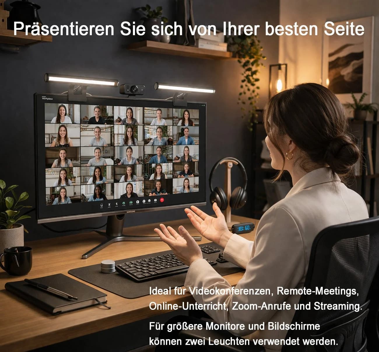 Futicare LED Monitorleuchte Grau mit 3 Lichtfarben & 5 Helligkeitsstufen - Bild 3