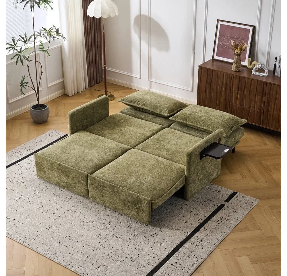 Leawin Sofa mit Schlaffunktion und USB-Anschluss Grün Chenille - Bild 2