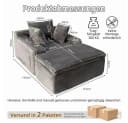 Vankel Sofa Cord Grau mit Decken-Kissen & Getränkehaltern Bild 1