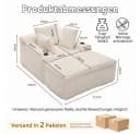 Vankel Sofa Cord Beige mit Decken-Kissen & Getränkehaltern Bild 1