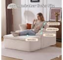 Vankel Sofa Cord Beige mit Decken-Kissen & Getränkehaltern Bild 3