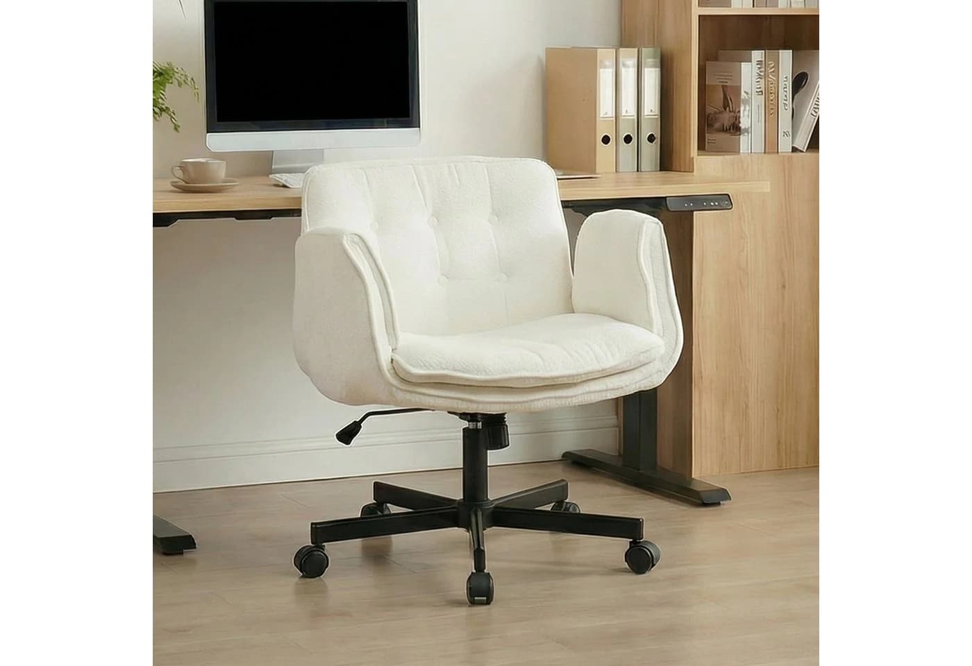 CANMOV Ergonomischer Bürostuhl Beige 360° drehbar - Bild 2