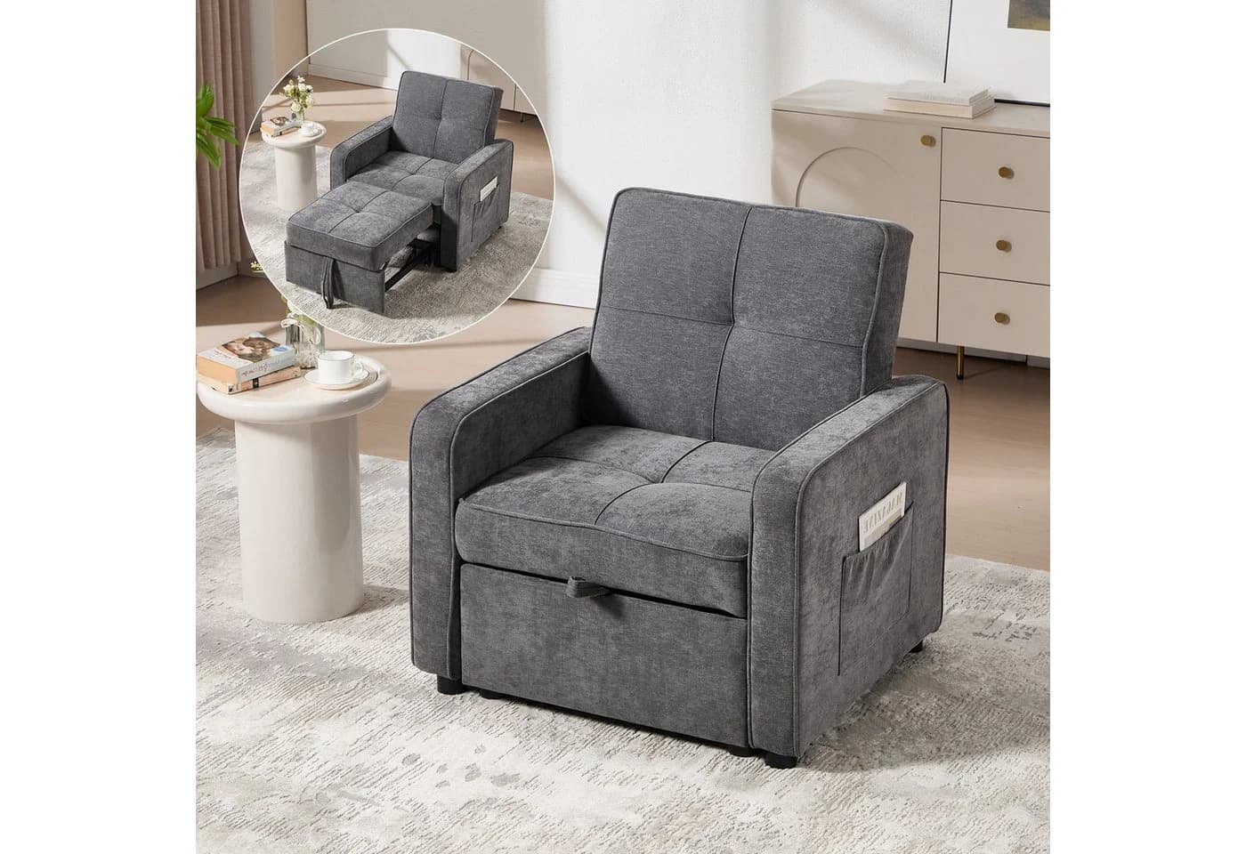 Bonzy Home Schlafsofa Einzelsofa Beige mit Bettfunktion - Bild 2