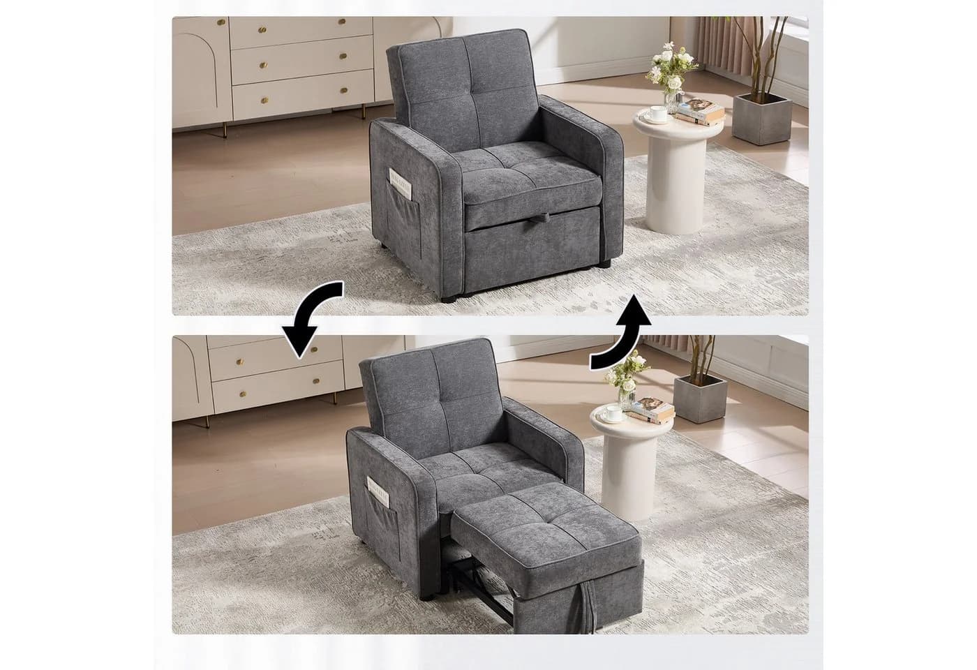 Bonzy Home Schlafsofa Einzelsofa Beige mit Bettfunktion - Bild 3