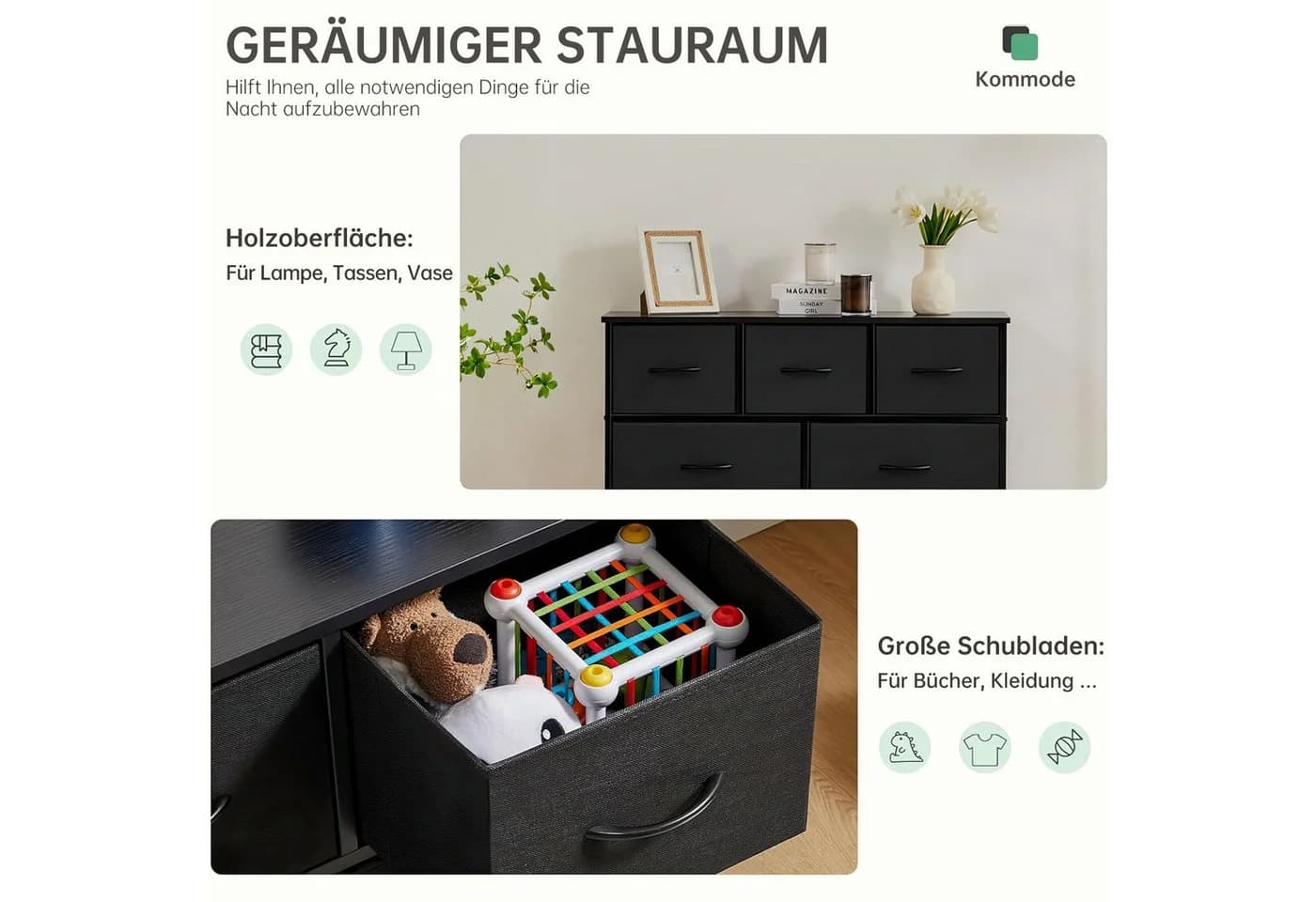 SURFOU Kommode 7 Schubladen Sideboard Mehrzweckschrank - Bild 4