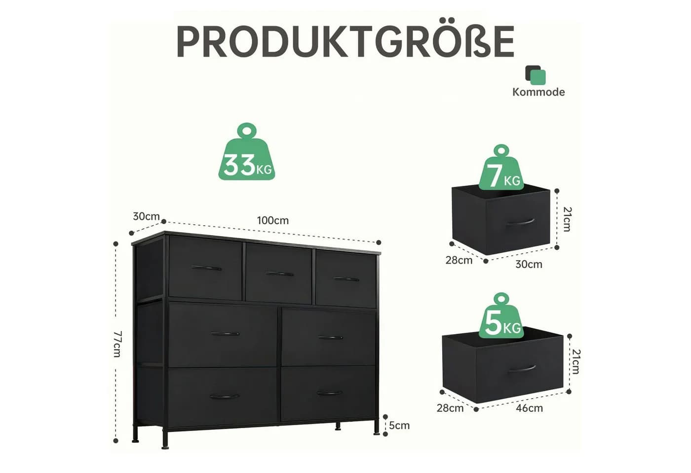 SURFOU Kommode 7 Schubladen Sideboard Mehrzweckschrank - Bild 5